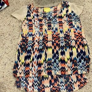 Anthro Maeve Grafica Geometric Print Silk Top xs